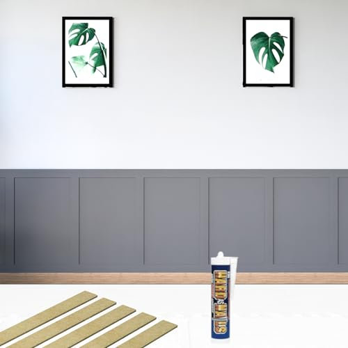 Wall Panelling Kit Shaker Style | 10pcs of 100cmx10cm Moisture-Resistant Paintable HDF Wood Wall Mounting Kit Extending - Panelling Strips DIY 3D Wall Panel Kit