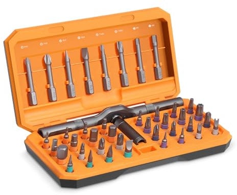 Ankilo 42-in-1 Magnet Schraubendreher Set, Manuelles DIY ratschenschraubendreher, Multi-Bit Magnet Set mit abnehmbarem Ratschengriff, tragbares Reparaturwerkzeug-Set für Möbel, Computer,orange