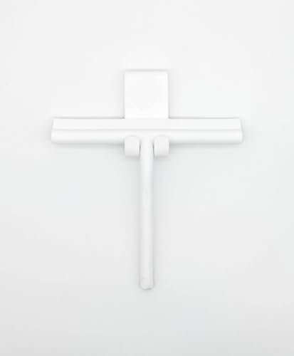 KAWENTSMANN Klara Raclette de douche en silicone - Design sans traces pour cabines de douche et surfaces lisses - Avec support (blanc)