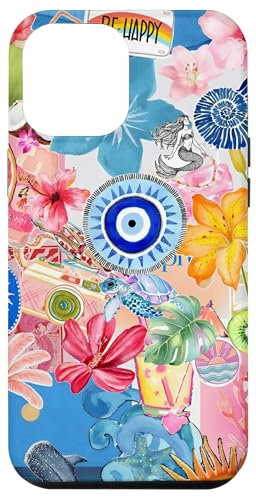 European Summer Coastal Preppy Collage Evil Eyes Case for iPhone 12 Pro Max