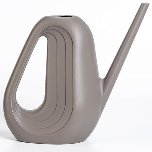 Plastia Gießkanne Klein für den Zimmerpflanzen 1,4 L - Blumengießkanne aus Hochwertigem Kunststoff - Giesskanne mit Langem Ausgießer für Einfache Bewässerung, Taupe