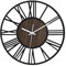 K&L Wall Art große MDF Holz Wanduhr XL Industrielle Metalluhr Vintage Wohnzimmeruhr lautlos Quartz Uhrwerk ohne Tick-Geräusche (Nussbaum Holzoptik, Ø 40cm)