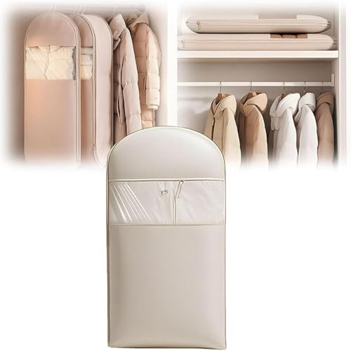 ZOUBAOQ Borsa salvaspazio da appendere con cerniera autocompressiva, organizer salvaspazio per armadio, cappotto invernale, copertura antipolvere per cappotto