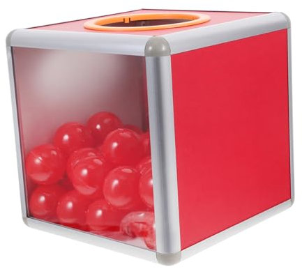 HOMSFOU Aluminiumlegierung Transparente Spendenbox Für Veranstaltungen Interaktive Gewinnspielbox Mit Roten Bällen Für Partys Und Charity Events