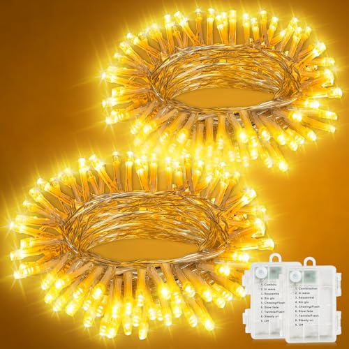 Electight Lichterkette Outdoor Batterie, 2 x5M 100 LED, mit Timer & 8 Modi | Wasserdicht Lichterkette Außen Batterie, Weihnachtsbeleuchtung für Außen Innen Garten, Balkon, Weihnachten, Halloween, Party