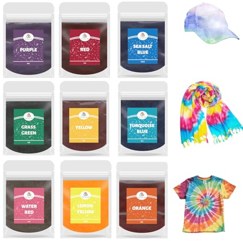 Canollo 9 x 10 g Batikfarben Set Kinder, Farbpulver zum Textilfärben | Stofffarben Waschfest, Batikfarben Waschfest, für kreative Heimprojekte, für T-Shirts, Schals, Taschen, Tie-Dye und Upcycling