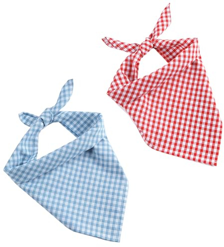 RUGBOL Lot de 2 foulards, accessoires pour femmes et hommes, foulard à carreaux traditionnel 50×50 cm Bandana pour usage quotidien et festivals, fêtes de la bière, Noël