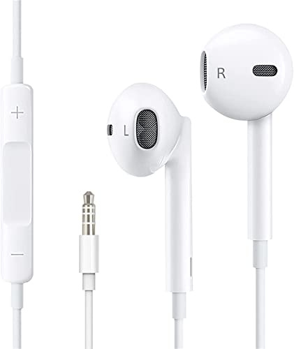 1pcs Kopfhörer In Ear Kopfhörer mit Kabel und Mikrofon, 2-Jahre Garantie, In Ear Ohrhörer, 3,5 mm Klinkenstecker Earbuds, Satte Bässe Earphones, Headphones für Phone, iPad, Samsung (Weiß)