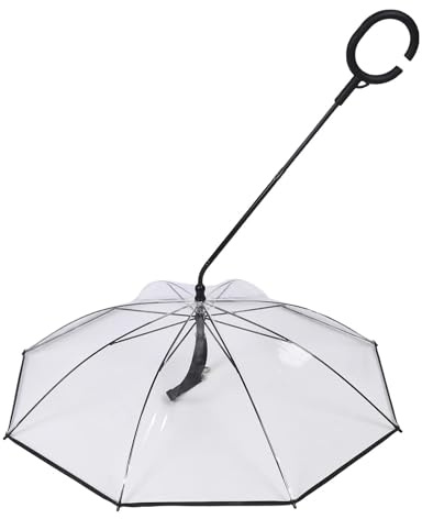 RASTKY Durchsichtiger Hundeschirm in C-Form, Regenschutz, Integriertes Leinensystem, Outdoor-Walking, Unverzichtbare Ausrüstung für Hunde Aller Größen