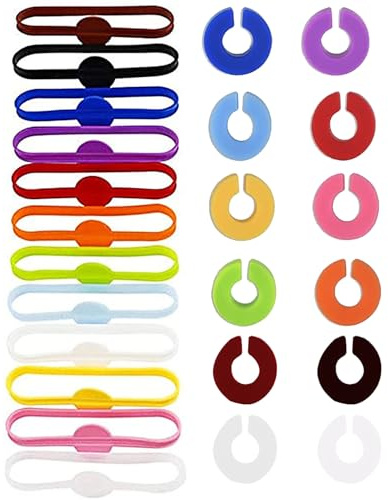 24 Marcadores Cristal Silicona Reutilizables Vino Botellas | Identificacion copas, lavables, variados, champan, fiestas eventos, facil colocacion, suave flexible, identificacion rapida