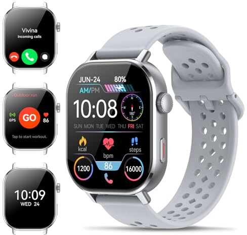 Smartwatch Herren Built-in GPS, Smart Watch Herzfrequenz/Schlafmonitor /Schrittzähler/Kompass/SOS, 2.06AMOLED Uhren Herren Bluetooth Anruf, 178+Sportmodi Fitnessuhr 5ATM Wasserdicht für iOS Android