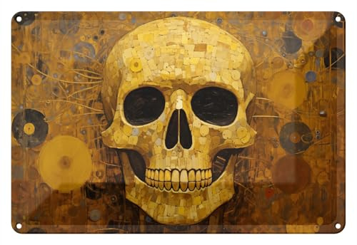 Wallario Blechschild Wandbild aus Metall Schädel-Mosaik - 20 x 30 cm in Premium-Qualität: Brillante Farben