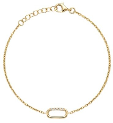 Suzan Gold® 925 Sterling Silber Armband Damen Zirkonia Oval Element elegant filigran wasserfest nickelfrei Geschenk Oval Link Crystal Bracelet hochwertig