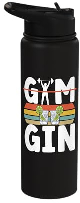 Gym Gin Retro Inspired Alcohol Drinking Fitness Bartender Stainless Steel Insulated Water Bottle