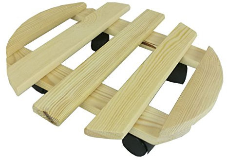 STI Sottovaso con Ruote Rotondo 35 cm Legno Europeo impregnato Giardino Balcone