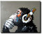 Shukqueen Kits de peinture à l'huile de bricolage, peinture par numéro pour adulte, peinture acrylique Musique Singe 40,6 x 50,8 cm, Framed Canvas