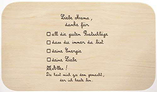 LIEBTASTISCH Frühstücksbrett mit Gravur - ''Liebe Mama, Danke für ...'' - Holz - hochwertige Qualität - Schneidebrett - Muttertag