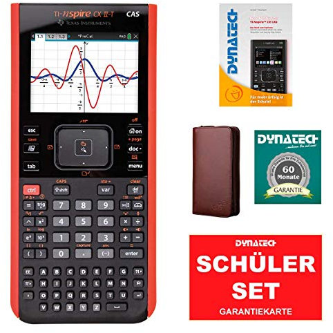 TI-Nspire CX II-T CAS Grafikrechner + CalcCase braunes Rindsleder + Garantieverlängerung + Im Fokus: Das Buch zum Rechner