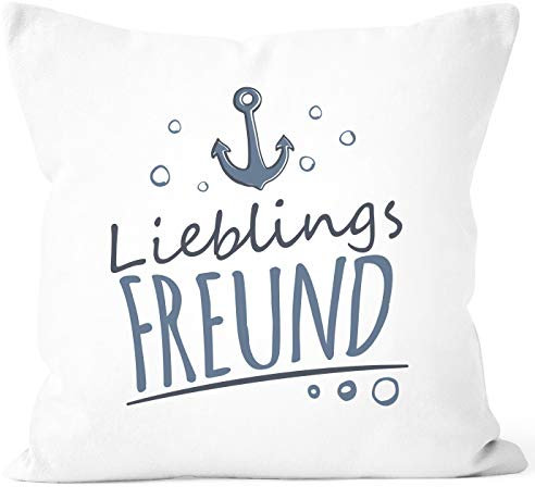 MoonWorks® Kissenbezug Kissen-Hülle Lieblings Freund/Bruder/Papa/Mensch mit Anker Geschenkideen Lieblingsperson Freund weiß Unisize