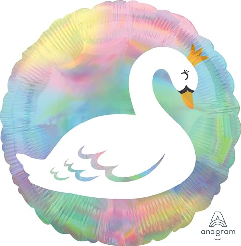 (PKT) Princess For a Day Pastell Swan Holographic Iridescent Standard HX Folienballon S40