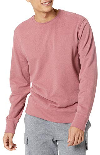 Amazon Essentials Felpa Girocollo Leggera in Spugna Francese e Pile a Maniche Lunghe Uomo, Rosa, S