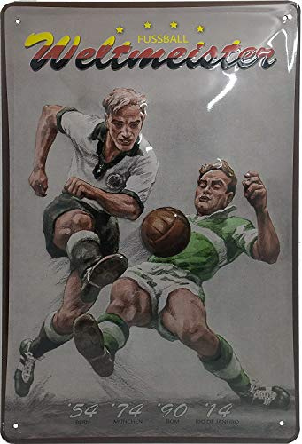 Fussball Fan Blechschild, hochwertig geprägtes Türschild, Wandschild, Dekoration, 30 x 20 cm