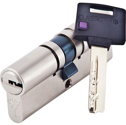 Cylindre 2 entrées Classic Pro Mul-T-Lock - Laiton nickelé - Haute sûreté - Longueur 31 x 50 mm