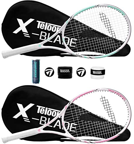 Teloon Tennisschläger für Erwachsene, 2 Stück Freizeit-68,6 cm Tennisschläger für Männer und Frauen, Studenten, Anfänger, Tennisschläger. ... (BLADE-V9-V10)
