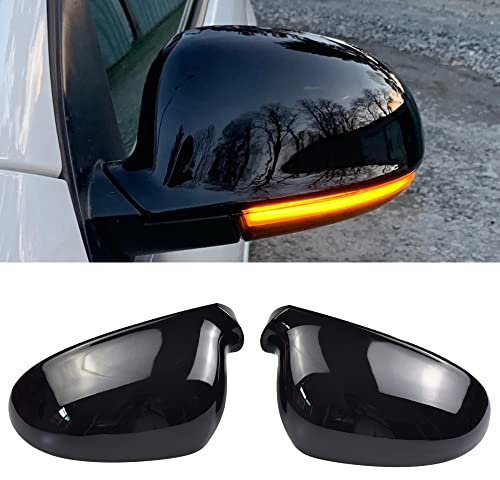 1 Paar Spiegelkappen Links Rechts Seitenspiegel Abdeckkappen für Golf 5 MK5 GTI J-etta 5 P-assat B6 B5.5 Sharan (Helles Schwarz)