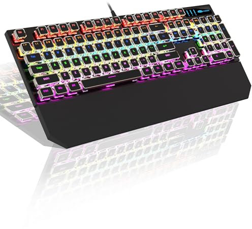 MageGee Tastiera meccanica per macchina da scrivere, tastiera da gioco, stile retrò, punk quadrata, con LED, retroilluminata, USB, per gioco e ufficio, per Windows Laptop PC, Mac, interruttori
