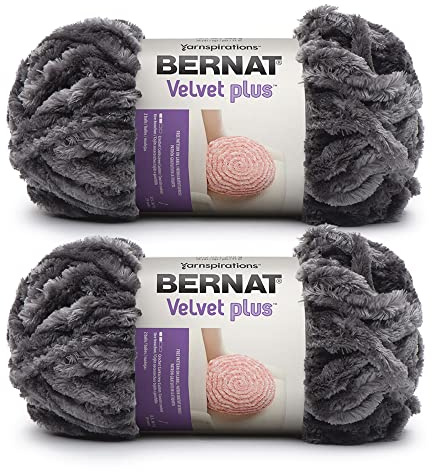 Bernat Velvet Plus 2 Pack of 300g/10.5oz-Polyester-6 Super Bulky-Knitting/Crochet Yarn, Vapor Gray