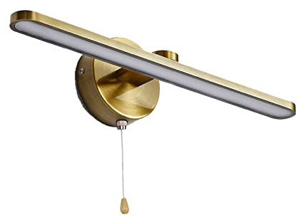 LANMOU Vintage Spiegellampe Messing mit Schalter, 3000K LED Badezimmer Wandleuchte Retro, IP44 Wasserdicht Bad Spiegelleuchte LED Schminklicht Badlampe LED Bilderleuchte,40cm/12w