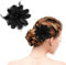 WLLHYF Pince à cheveux élégante en forme de fleur en plumes pour femme, avec rubans, broche, accessoire de coiffure pour chapeau, foulard, corsage floral pour fête d'anniversaire.