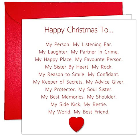 Hilgue Besondere Weihnachtskarte für beste Freundin, Happy Christmas Card für Bestie, sentimentale Weihnachtskarte für sie mit Umschlag