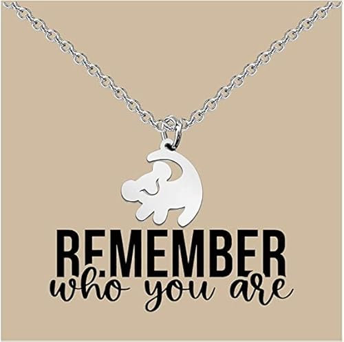 BAUNA Collana con citazione del film Remember Who You Are Gift The Movie King, idea regalo per i fan del leone, regalo per i migliori amici, Acciaio inossidabile