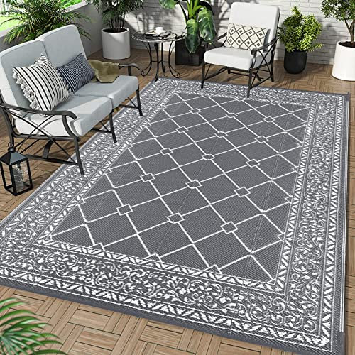 Enyhom Tapis d'exterieur en Plastique 180 x 270 cm, Tapis de Sol Camping Car Imperméable, Tapis de Paille Résistant aux UV, Tapis de Sol extérieur pour Terrasse Balcon Plage Pique-Nique Jardin