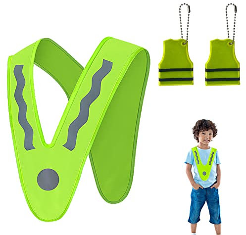 1 pieza de chaleco reflectante para el hombro, 2 piezas de colgante de chaleco reflectante, chaleco triangular de advertencia de seguridad para niños, adecuado para ciclismo y deportes