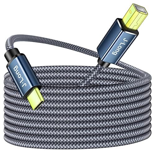 USB C to USB B Printer Cable Braided High Speed USB Type C to USB 2.0 Type B Printer Scanner Cable Compatible with Brother,HP,Lexmark, Dell, Andriod Phone Laptop etc (3M)