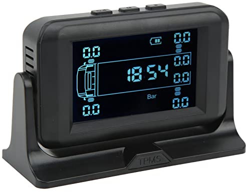 Reifendruckkontrollsystem, Kabelloses Reifendruckkontrollsystem mit 10 Sensoren 15bar Solarladung 4 Alarm TPMS für Wohnmobil LKW Anhänger