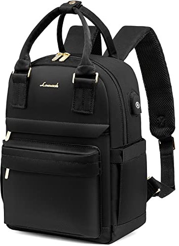 LOVEVOOK Petit Sac à Dos Femme, Mini Sacs à Main Portés dos Elegant Leger et Imperméable, Sac a Dos Voyage Antivol et Chic avec Port de Charge USB pour Voyage Loisir Collège, Noir