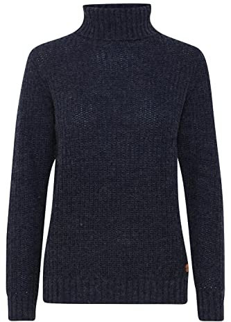 OXMO OXNanna Strickpullover Damen Grobstrickpullover Pullover mit Rollkragen Regular Fit, Größe:L, Farbe:Total Eclipse Melange (1940101)