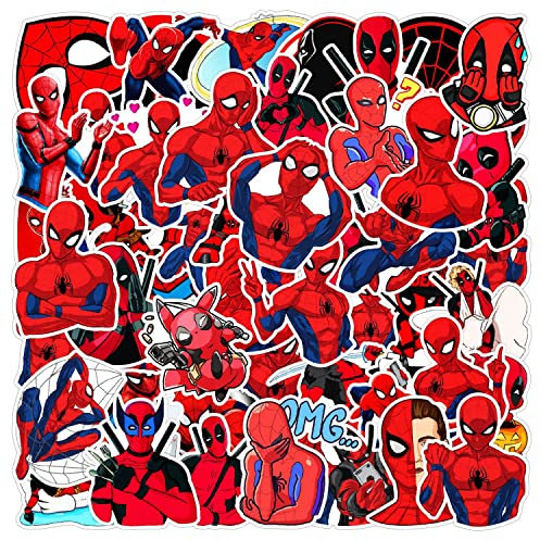 50 Stück Spider_Man Charakter Aufkleber für Laptop, Stoßstange, Skateboard, Wasserflaschen, Computer, Telefon, Gitarre, Cartoon-Aufkleber für Kinder, Teenager und Erwachsene