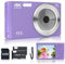 SMARTKLIK Fotocamera digitale per adolescenti, bambini FHD 4K 44MP fotocamera digitale viola con scheda SD da 64 GB zoom digitale 16x, fotocamere per fotografia fotocamera compatta fotocamera digitale