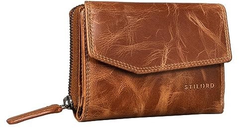 STILORD 'Lark' Damen Geldbörse Leder RFID Groß Geldbeutel Vintage Portemonnaie für Frauen NFC Schutz Ledergeldbörse Damen Echt Leder, Farbe:Perugia-braun