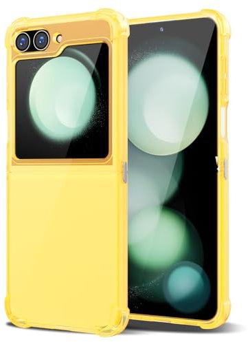 Svanove for Samsuang Galaxy Z Flip 5 Case Clear, Transparent Jelly Protective Silicone Phone Case Design for Women Girly Cute Simple, Thin Slim Fit Soft Flexible TPU Shockproof Bumper, Clear Yellow