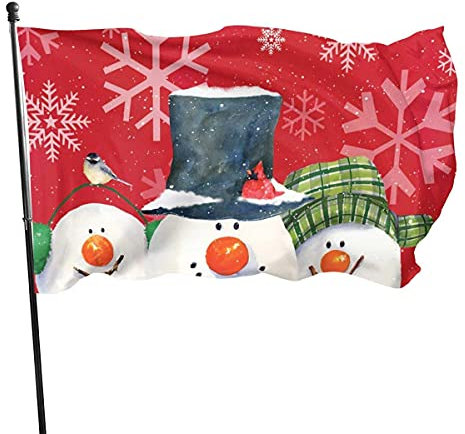 Drapeaux IUBBKI 3ft x 5ft (90cm x 150cm) - Motif bonhomme de neige rouge - Pour jardin, cour, extérieur, intérieur - Occasion : Saint-Valentin, Fête des Pères, Noël