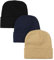 kozinu Unisex Beanie-Mütze für den Winter, weiche Totenkopfmütze, Strickmütze, warme Skimütze für Herren und Damen, 3 Stück, Schwarz, Marineblau, Khaki, Einheitsgr��e