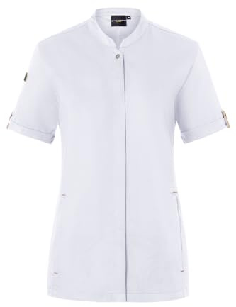 Karlowsky Damen Kochjacke Green-Generation Kurzarm Druckknöpfe Modern Fit Polyester/Baumwollmix Oeko-TEX® nachhaltig Weiß - Größe 48