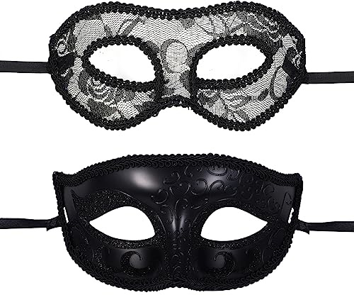 OIDEA Venezianische Maske Spitze für Paare: 2pcs Schwarz Sexy Lace Spitzenmaske Augenmaske Halbmaske Leicht angenehm für Maskerade Karneval Ostern Maskenball Faschingsparty Kostüm Cosplay