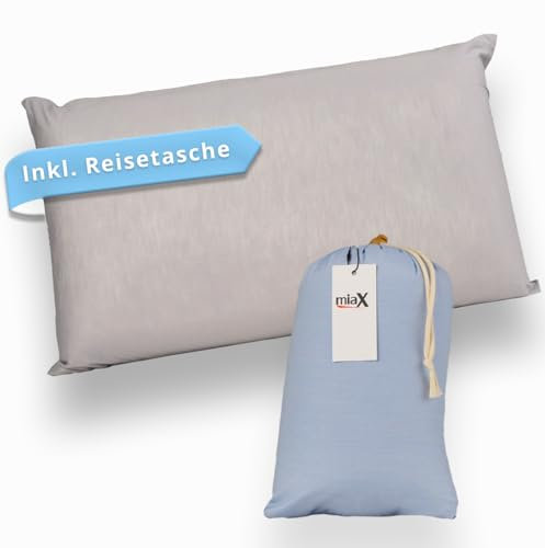 miaX Travel Pillow - Ergonomisches Reisekissen mit Perlam Membran - Ideal für Unterwegs - EU-Qualität (Grau)